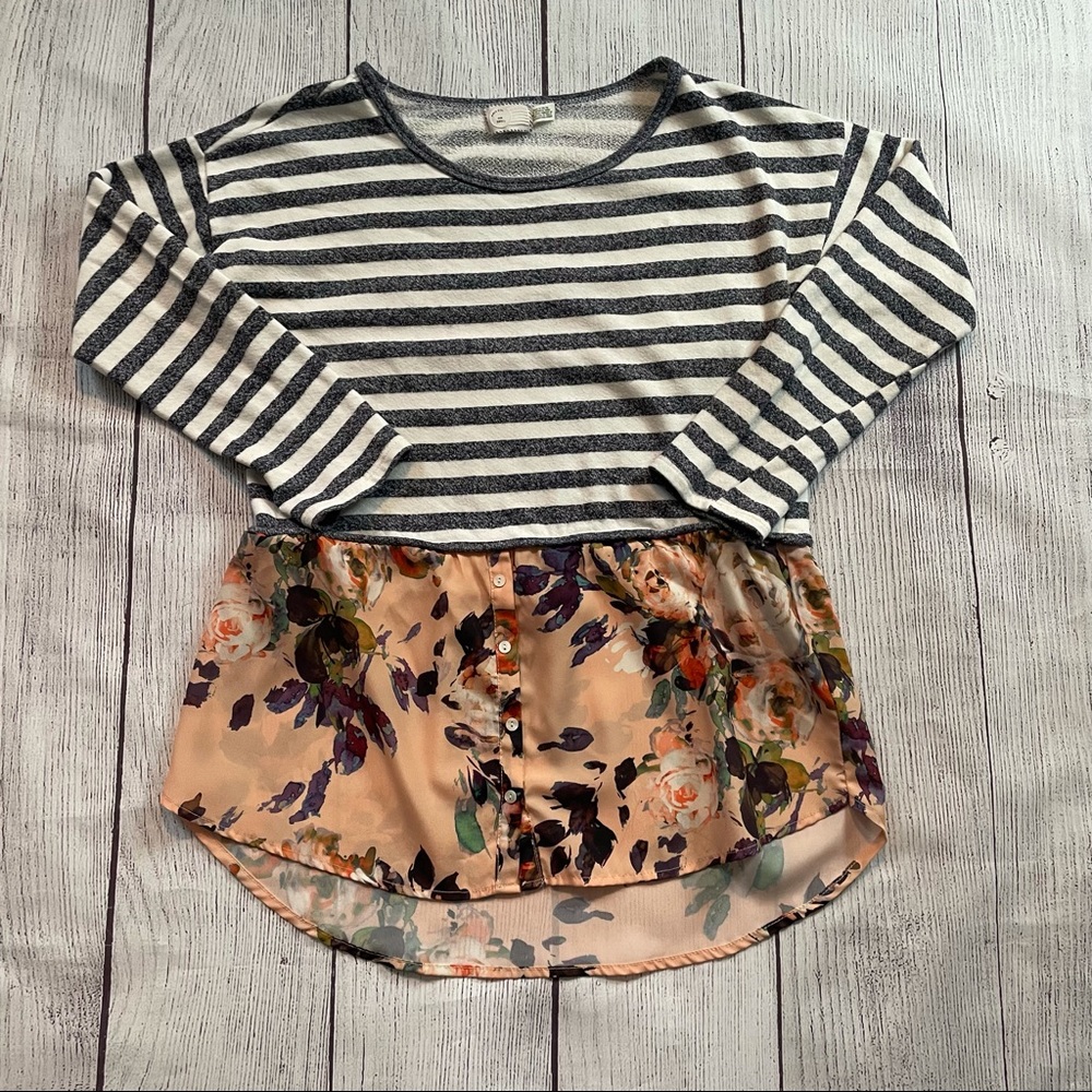 Anthropologie Postmark Ginny Striped Layered top Size S